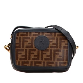 FENDI Zucca Cam Camera Bag, Crossbody Shoulder Bag 8BS019, Brown/Black, Women's