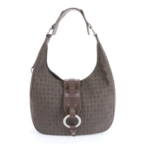 Bvlgari Logomania Leather Hobo Shoulder Bag, One-Shoulder Tote Handbag, Women's