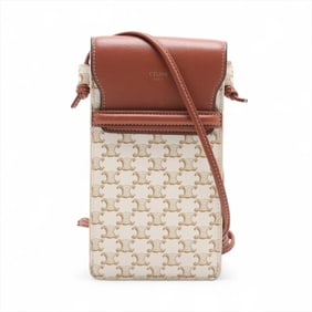Celine Macadam Triomphe Phone Pouch, Leather Shoulder Bag for Women