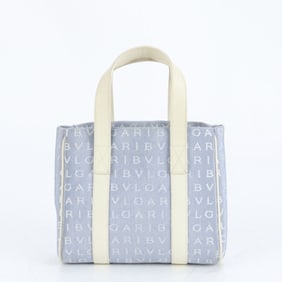 Bvlgari Logomania Leather Canvas Tote Bag Shoulder Handbag Brand Women's