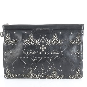 Jimmy Choo Derek-N Studded Star Leather Clutch Bag with Hologram Seal, Second Hand, Women's