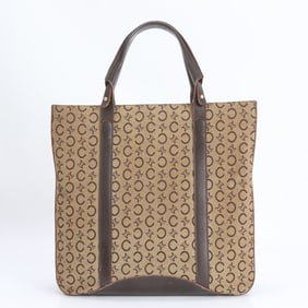 Celine C Macadam Leather Tote Bag, Shoulder Handbag, Brown, Brand, Women's