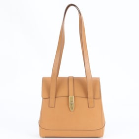 Celine belt leather tote bag, shoulder brown with gold hardware, women's