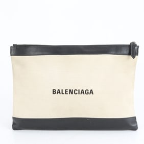 Balenciaga Navy Clip Leather Second Bag Clutch Pouch 373834-9260 Men's