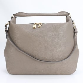 Burberry Hobo Leather 2-Way Shoulder Bag/Tote Bag, Genuine Leather, Gray, Women's