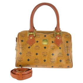 MCM Visetos Brown with Gold Hardware L7932, 2-Way Handbag/Shoulder Bag for Women