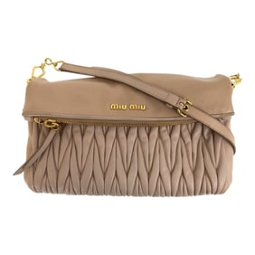 Miu Miu MIUMIU Matelasse Pink with Gold Hardware and Leather Shoulder Bag/Clutch Bag RP0363 for