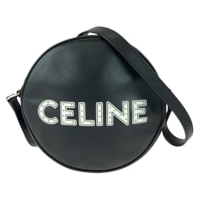 CELINE Dancing Kid Logo Studs Black/White Leather with Silver Hardware 195883DDJ.38SI Shoulder