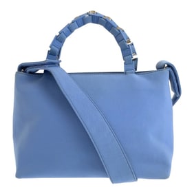 Salvatore Ferragamo Vara Chain Blue Canvas with Silver Hardware AU-21-0187 Handbag/Shoulder Bag for