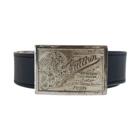 LOUIS VUITTON Men's Santur Jeans, 100cm, 40 inches, Black with Silver Hardware, Leather and Metallic