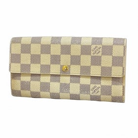 Louis Vuitton Damier Azur Portefeuille Sarah Long Wallet N61735 White Women's