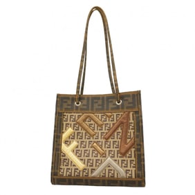 Fendi Zucca Zucchino Shoulder Bag in Brown and Champagne for Women