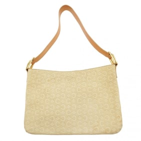 Celine Shoulder Bag C Macadam Suede Beige Champagne Women's