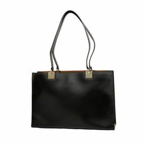 Salvatore Ferragamo Gancini Leather Tote Bag, Black, Women's