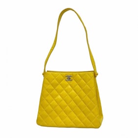 Chanel Matelasse Shoulder Bag, Lambskin, Yellow, Women's