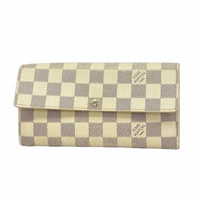 Louis Vuitton Damier Azur Portefeuille Sarah Long Wallet N61735 White Women's