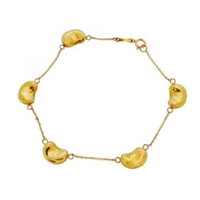 Tiffany Bean Bracelet, 5 Motifs, 18KYG Yellow Gold, Women's