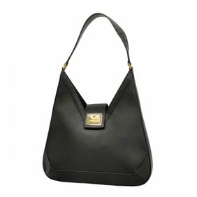 Salvatore Ferragamo handbag leather black gold women's