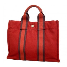 Hermes Tote Bag Foul To PM Canvas Red Women's