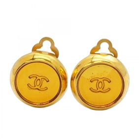 Chanel Coco Mark Circle Earrings, GP Plated Gold, Women's, P1342659