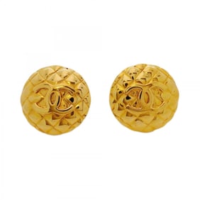 Chanel Coco Mark Matelasse Circle Earrings, GP Plated Gold for Women