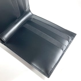 GIVENCHY Logo Billfold Compact Wallet Bi-fold Leather Unisex Black