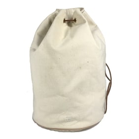 HERMES H logo Polochon Mimir GM drawstring shoulder bag, cotton, women's, white