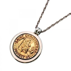Tiffany St. Christopher Necklace in 18K Yellow Gold and 925 Silver for Women
