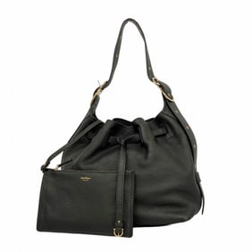 Salvatore Ferragamo Gancini Leather Shoulder Bag, Black, Women's