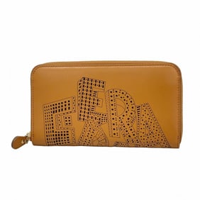 Salvatore Ferragamo long wallet, leather, brown, women's