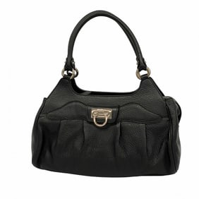 Salvatore Ferragamo Gancini Leather Handbag, Black, Women's