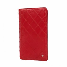 Chanel long wallet in bicolor leather, red, for women