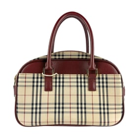 Burberry Handbag Canvas Leather Beige Black Burgundy Gold Women's Z6954