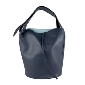 Burberry Shoulder Bag Leather Navy Gold Women's Z6978