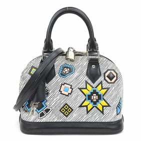 Louis Vuitton Alma BB Handbag/Shoulder Bag in Epi Denim and Leather, White Black, Women's, M50834