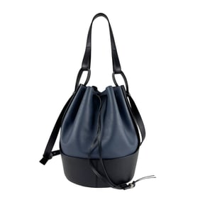 LOEWE Balloon Shoulder Bag in Leather, Navy and Black, Women's z6949
