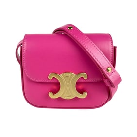 Celine Mini Claude Shoulder Bag in Pink and Gold Leather, Women's, Z6957