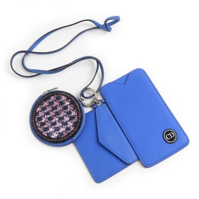 Christian Dior Women's Leather Neck Pouch in Blue-Purple (h31536a)