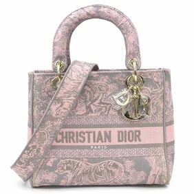 Christian Dior D-Light Canvas Handbag/Shoulder Bag, Pink/Grey, Women's, 90180a