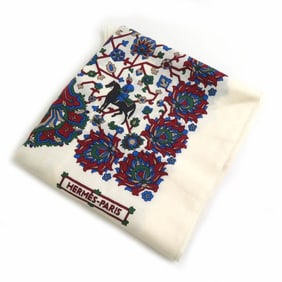Hermes Hermès shawl scarf/muffler in off-white cashmere and silk, multicolor, women's, w1227a