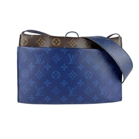 Louis Vuitton Monogram Split Sacoche Shoulder Bag in Canvas, Brown and Cobalt, Men's, M43854 z7000