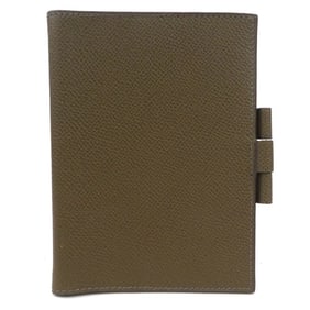 Hermès HERMES Leather Notebook Cover, Khaki Brown, Men's and Women's, e60899a