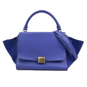 Celine Trapeze Shoulder Bag in Leather and Suede, Blue Gold, Women's, W1225a