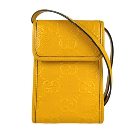 Gucci GG embossed leather shoulder bag in yellow, women's, 625571 z6969
