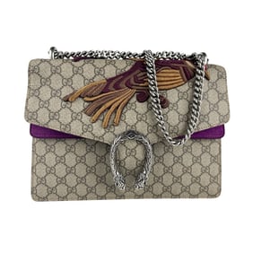 Gucci Dionysus Shoulder Bag/Handbag in GG Supreme Canvas and Suede, Brown Purple, Women's, 400235
