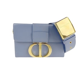 Christian Dior Women's Montaigne Leather Shoulder Bag, Size 30, Blue and Gold, Z6934