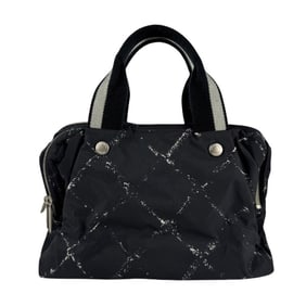 CHANEL Travel Line Handbag, Nylon, Black, Men's/Women's, Z6345