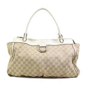 Gucci GG canvas and leather shoulder bag in beige off-white, women's, model 190248 w1222a