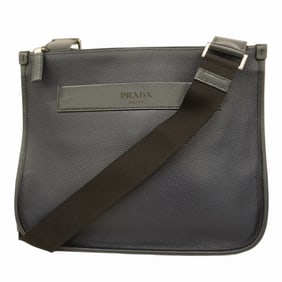 Prada Shoulder Bag Leather Navy Black Men's