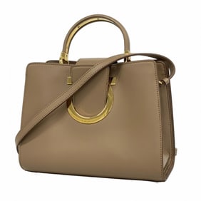 Salvatore Ferragamo Gancini Beige Leather Two-Way Handbag for Women, P1331991